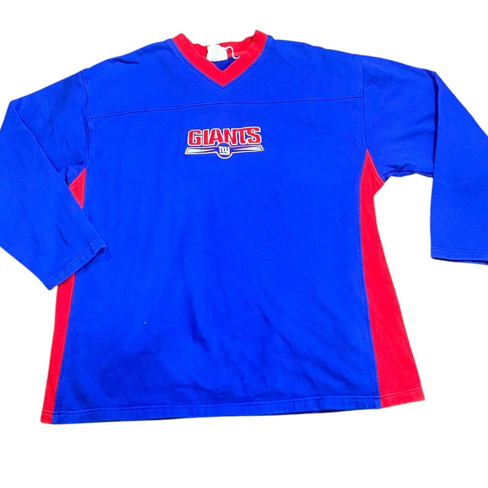 NFL NEW YORK GIANTS Embroidered 90s NY GIANTS (XL) V-Neck‎ Sweatshirt
